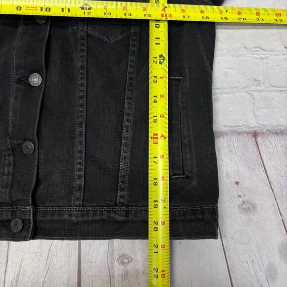 Rag & Bone Women Lamb Leather Sleeve Denim Jacket Size Medium Black D060 -1 - Picture 4 of 15